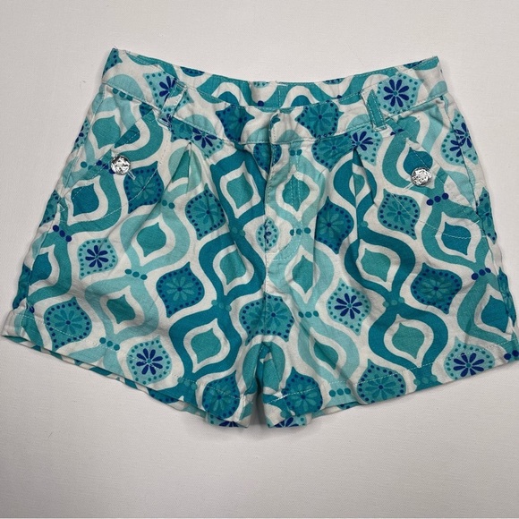 Gymboree Shorts Girls Linen Cotton Geometric Blue White Beach Vacation Summer - Picture 1 of 10